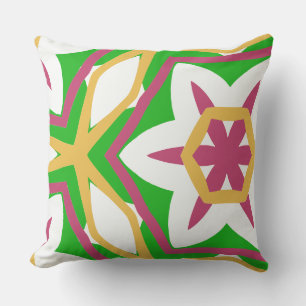 Bold Modern asymmetrical pink yellow green Cushion
