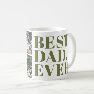 Bold Modern Best Dad Ever 3 Photo Gift Coffee Mug