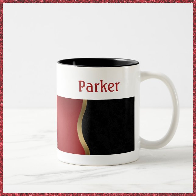 Bold Modern Black and Red  Two-Tone Coffee Mug (Creator Uploaded)