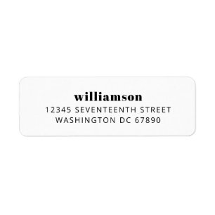Bold Modern Black and White Last Name Address Return Address Label