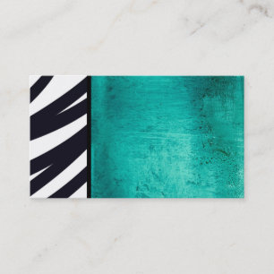 bold modern black and white stripes on turquoise business card