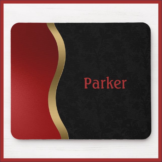 Bold Modern Black Red and Gold Mouse Pad (Creator Uploaded)