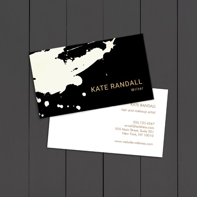Bold Modern Black White Paint Splatter Business Card (Creator Uploaded)
