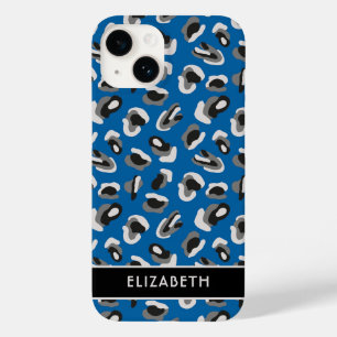 Bold Modern Blue Animal Print Pattern Personalised Case-Mate iPhone 14 Case