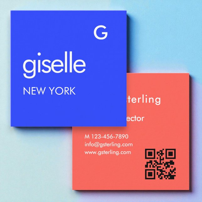 Bold Modern Blue Coral Square Business Card (Creator Uploaded)