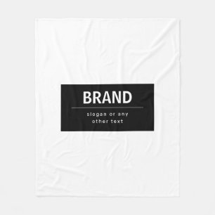 Bold Modern Brand or Business Name   Black & White Fleece Blanket
