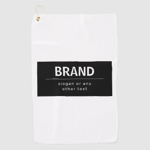 Bold Modern Brand or Business Name Black & White Golf Towel