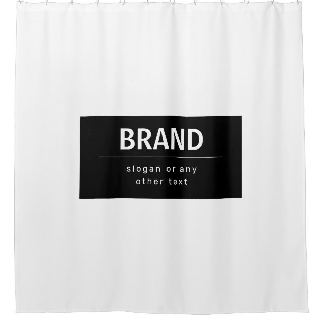 Bold Modern Brand or Business Name | Black & White Shower Curtain (Front)