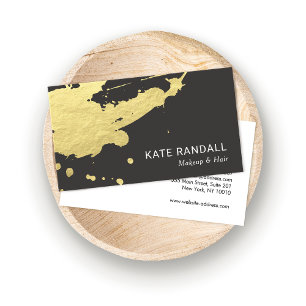 Bold Modern Brown Gold Paint Splatter Business Card