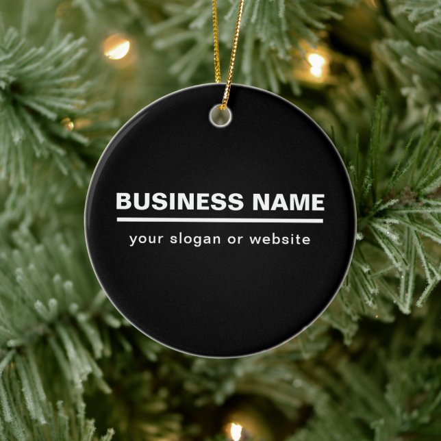 Bold Modern Business Name Template | B&W Ceramic Ornament (Tree)