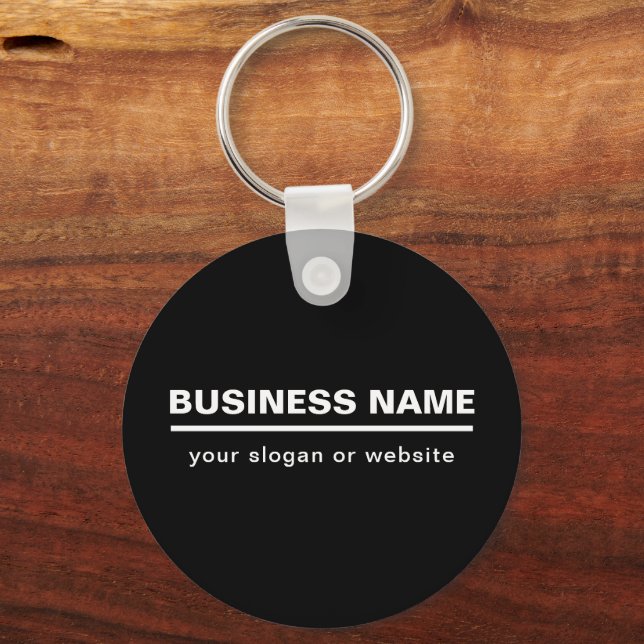 Bold Modern Business Name Template | B&W Key Ring (Front)