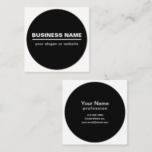 Bold Modern Business Name Template B&W Square Business Card