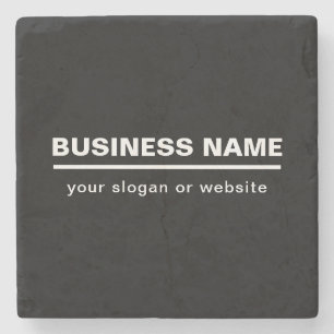 Bold Modern Business Name Template B&W Stone Coaster