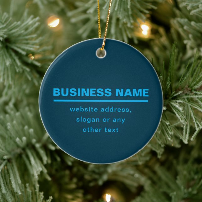 Bold Modern Business Name Template | Blue Ceramic Ornament (Tree)