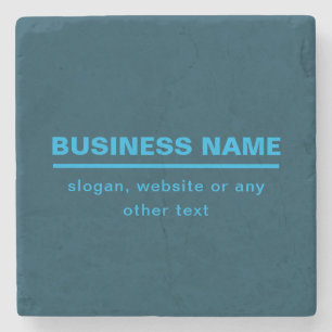 Bold Modern Business Name Template Blue Stone Coaster