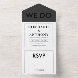 Bold Modern BW ‘We Do’ Wedding Clean Layout All In One Invitation