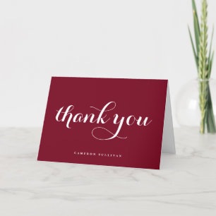 Bold Modern Calligraphy Burgundy Thank You Card