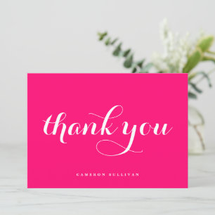 Bold Modern Calligraphy Hot Pink Thank You Card