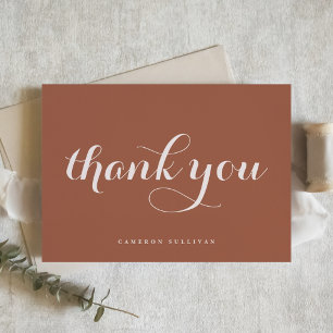 Bold Modern Calligraphy Terracotta Thank You Card