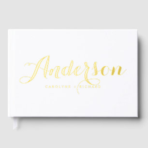 Bold Modern Calligraphy White Photo Wedding Guest Book