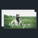Bold Modern Calligraphy White Photo Wedding Thank You Card<br><div class="desc">Express your heartfelt gratitude with our stunning customisable photo wedding thank you card, designed with elegant modern calligraphy. This card offers a sophisticated and stylish way to thank your guests for sharing in your special day. The card includes a designated space for a cherished photo from your wedding, allowing you...</div>