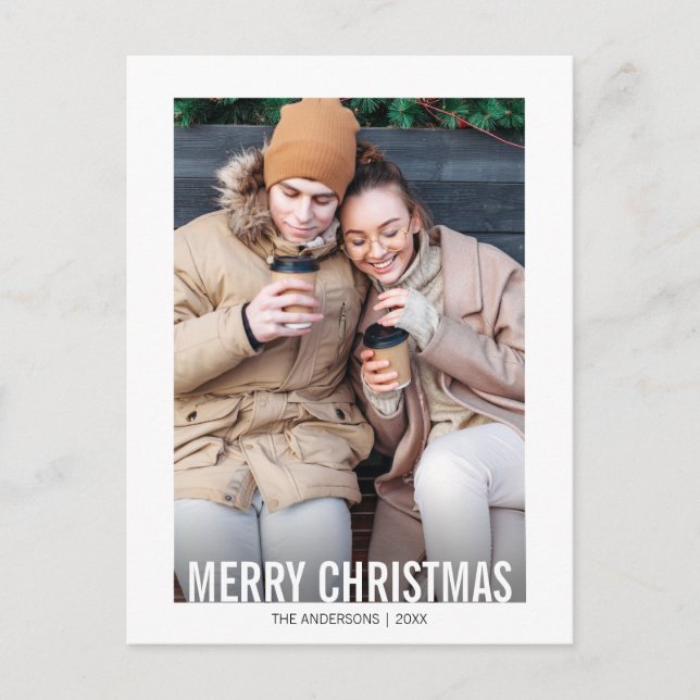Bold Modern Christmas Holiday Photo Postcard (Front)