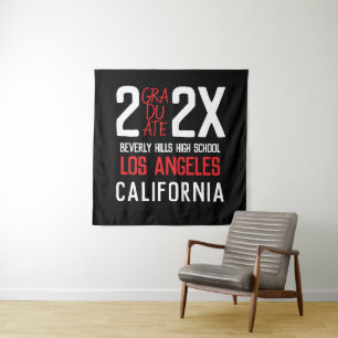 Bold Modern Class of 2025 Graduation Backdrop Tapestry
