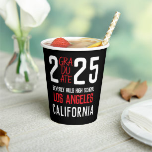 Bold Modern Class of 2025 Graduation Paper Cups
