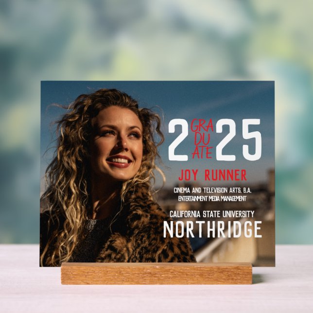 Bold Modern Class of 2025 Photo Graduation Acrylic Sign (Neutral)