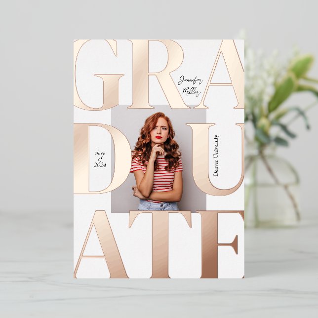 Bold Modern Classic Photo Graduation Invitation (Standing Front)