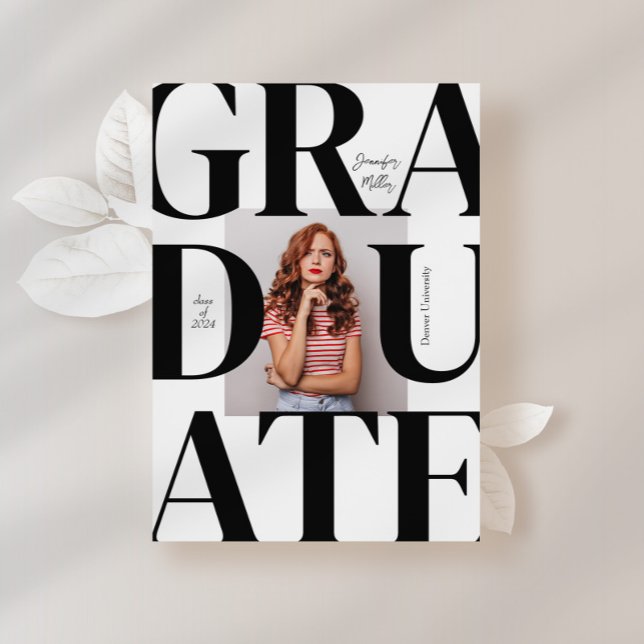 Bold Modern Classic Photo Graduation Invitation (Creator Uploaded)