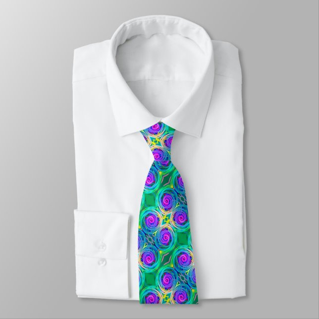 Bold modern colourful abstract design tie (Tied)