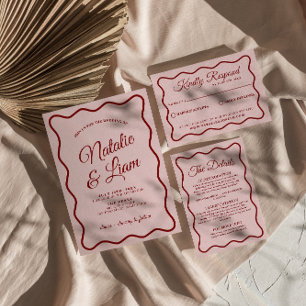 Bold Modern Colourful Whimsical Retro Funky Weddin Invitation