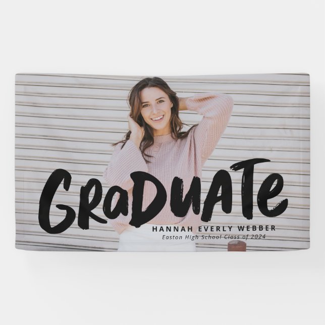 Bold modern cool graduate one photo graduation banner (Horizontal)
