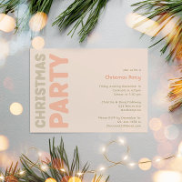 Bold Modern Coral Christmas Party Invitation