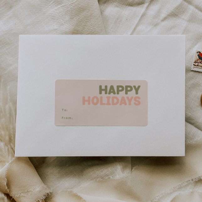 Bold Modern Coral Happy Holidays Rectangular Gift (Creator Uploaded)