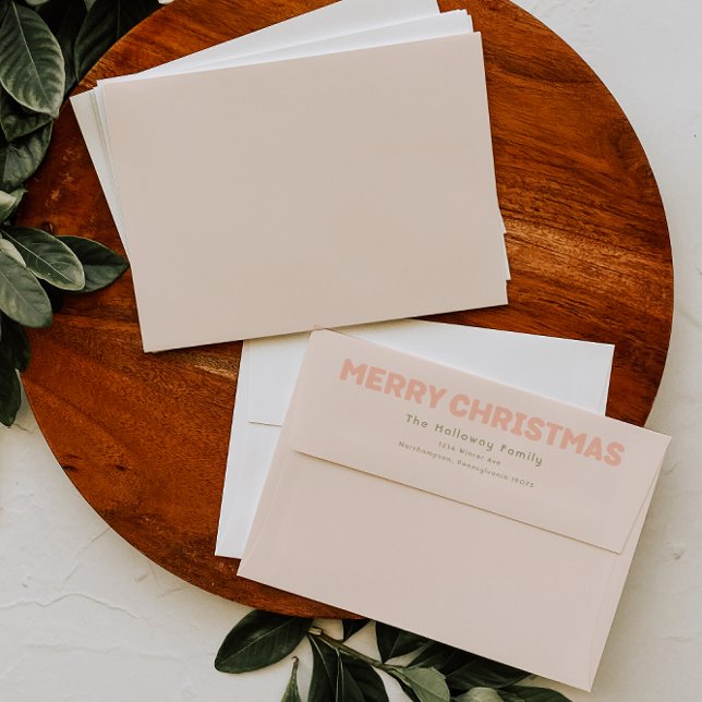 Bold Modern Coral Merry Christmas Envelope (Creator Uploaded)