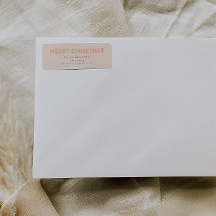 Bold Modern Coral Merry Christmas Return Address Label