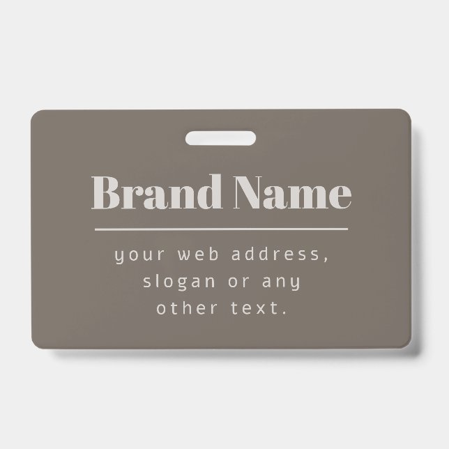 Bold Modern Dark & Light Beige Brand or Business ID Badge (Front)