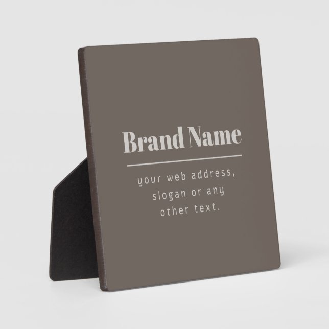 Bold Modern Dark & Light Beige Brand or Business Plaque (Front)