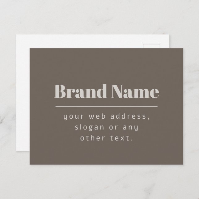 Bold Modern Dark & Light Beige Brand or Business Postcard (Front/Back)