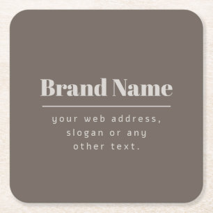 Bold Modern Dark & Light Beige Brand or Business Square Paper Coaster