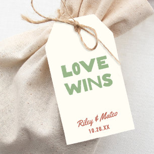 Bold Modern Earth Tones LOVE WINS Wedding Favour Gift Tags