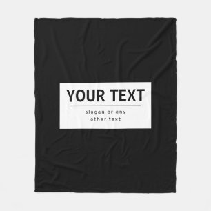 Bold Modern Editable Text Black & White Fleece Blanket