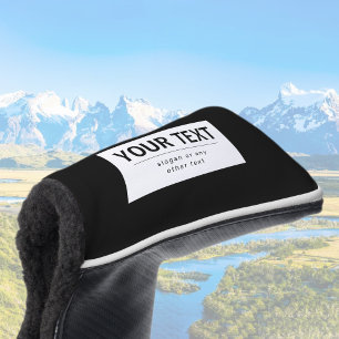 Bold Modern Editable Text Black & White Golf Head Cover