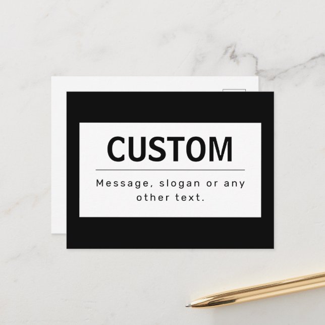 Bold Modern Editable Text | Black & White Postcard (Front/Back In Situ)