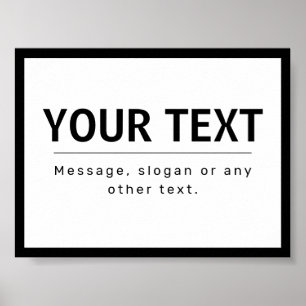 Bold Modern Editable Text Black & White Poster