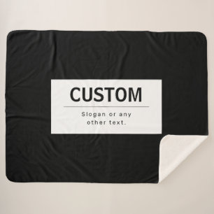 Bold Modern Editable Text   Black & White Sherpa Blanket