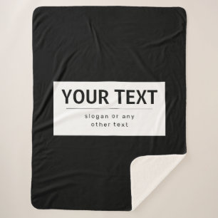 Bold Modern Editable Text Black & White Sherpa Blanket