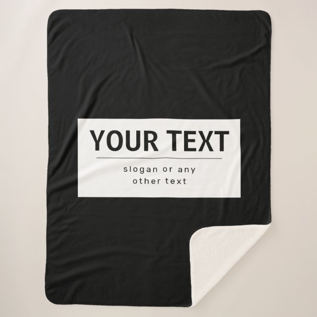 Bold Modern Editable Text | Black & White Sherpa Blanket (Front)